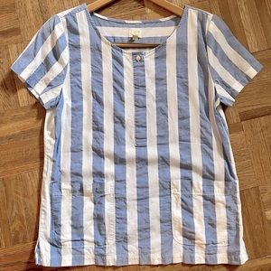 J. Crew blue and white striped shirt with pockets. Never worn